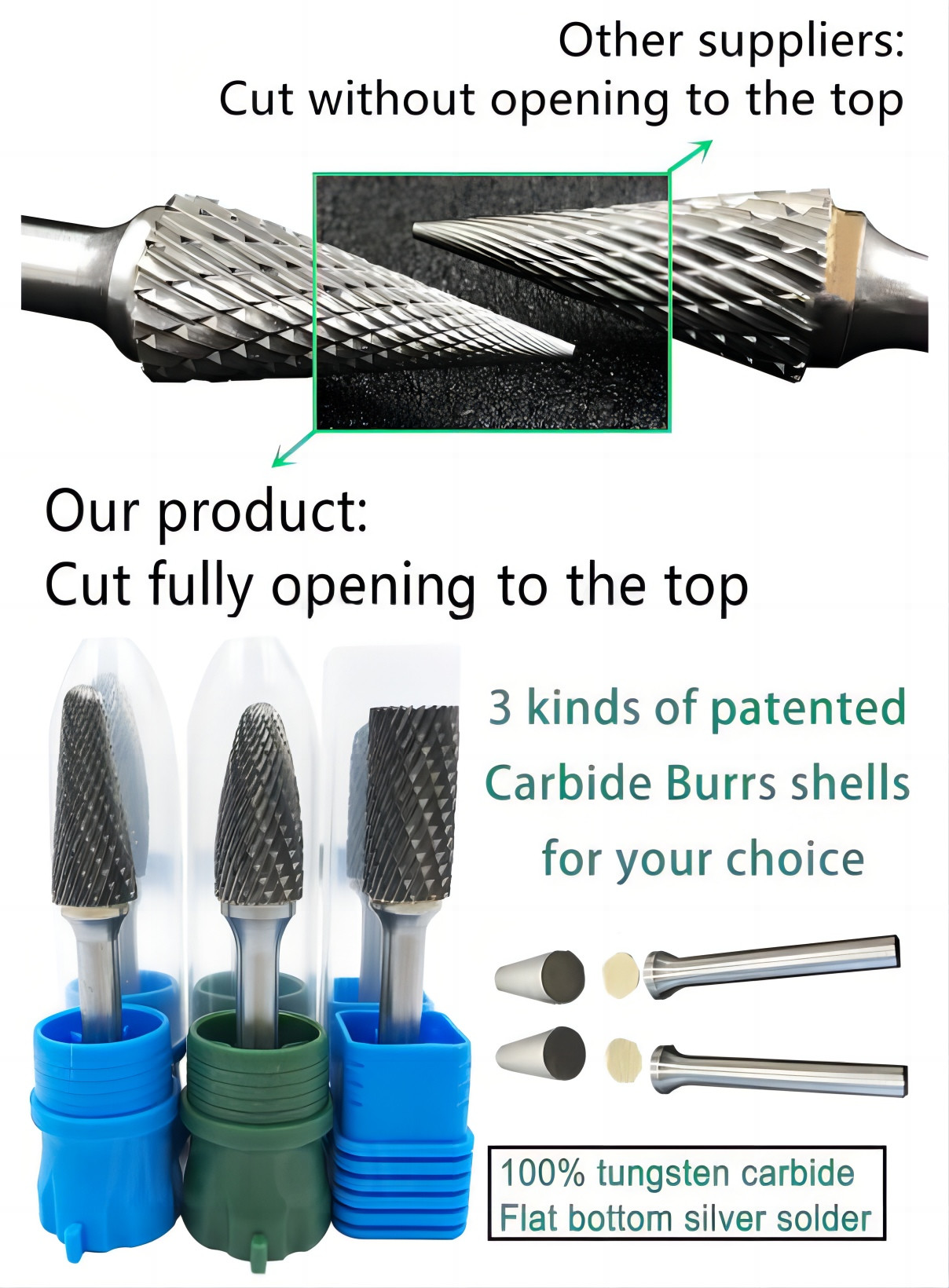 60HRC Hardness Carbide Material Burr Cutter , Burr File Durable Grinding Burrs