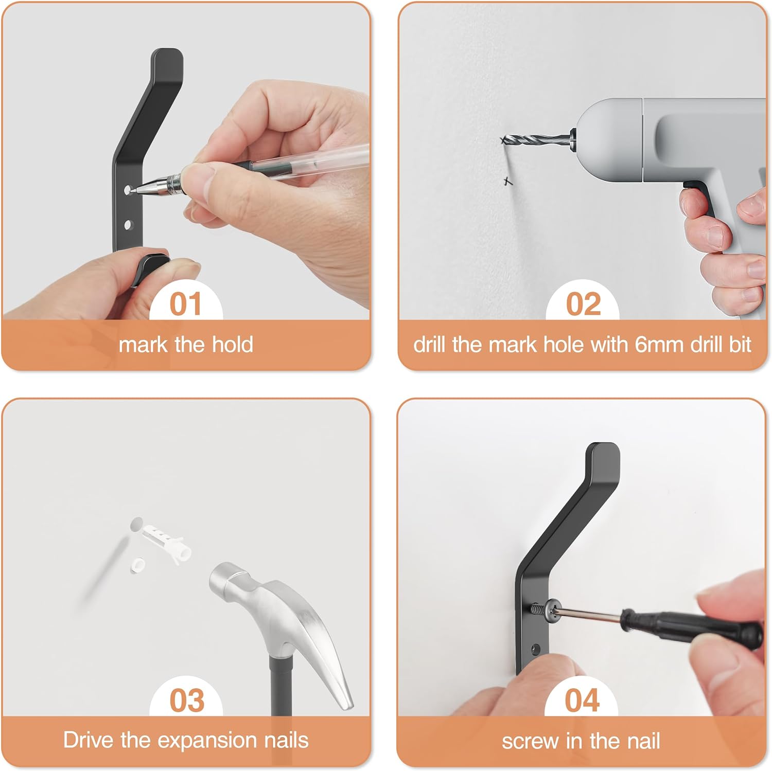 Kitchen Wall Mounted Coat Hooks Heavy Duty Coat Rack for Wall Double Hooks Coat Hanger
