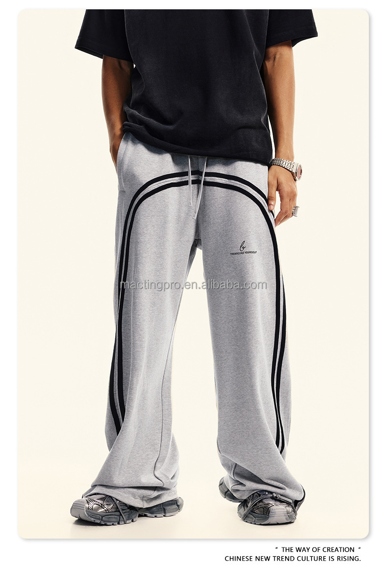 Custom Streetwear Cotton French Terry Stacked Flare Sweatpants Joggers with Acid Wash