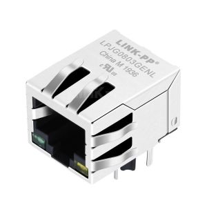 LPJG0803GENL 10/100/1000 Base-T RJ45 Modular Jack With Magnetics Green/Yellow