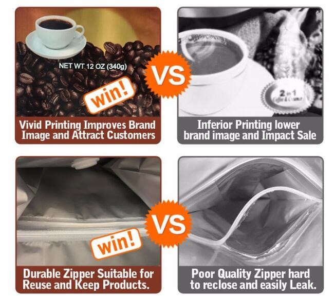 Custom large aluminum foil k pouch packaging mylar foil bags with die-cut handle