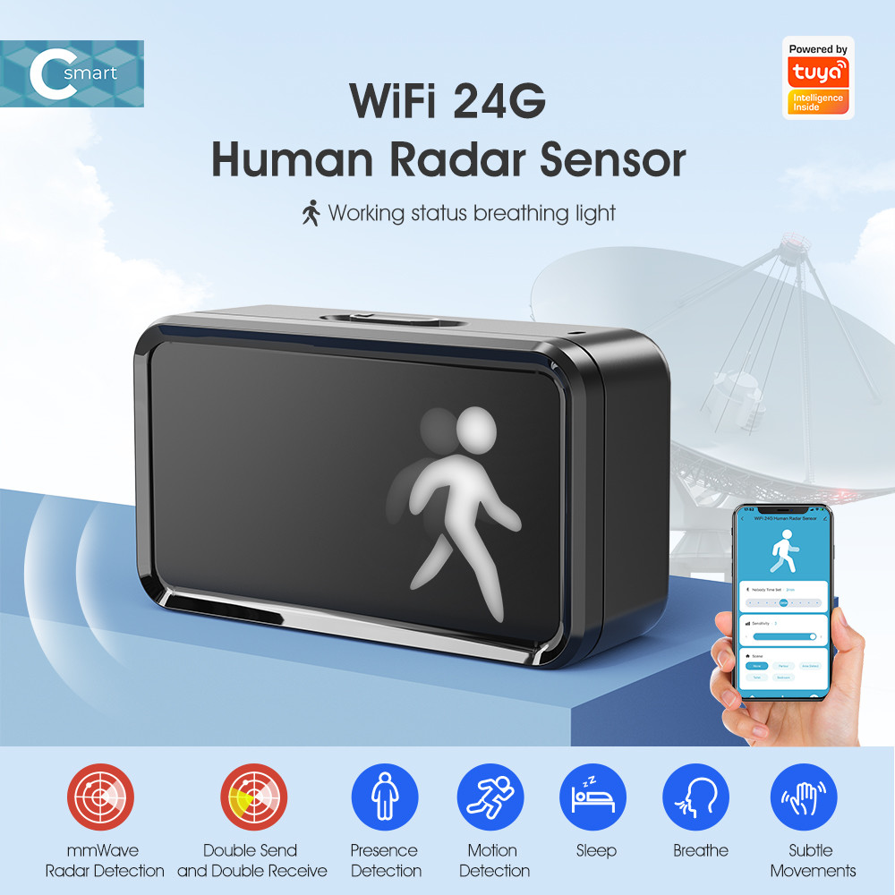 WiFi Human Presence 24G Radar MmWave Detection Tuya APP Smart Home With Breathing Light Motion Sensor Millimeter Wave Radar Body Detector