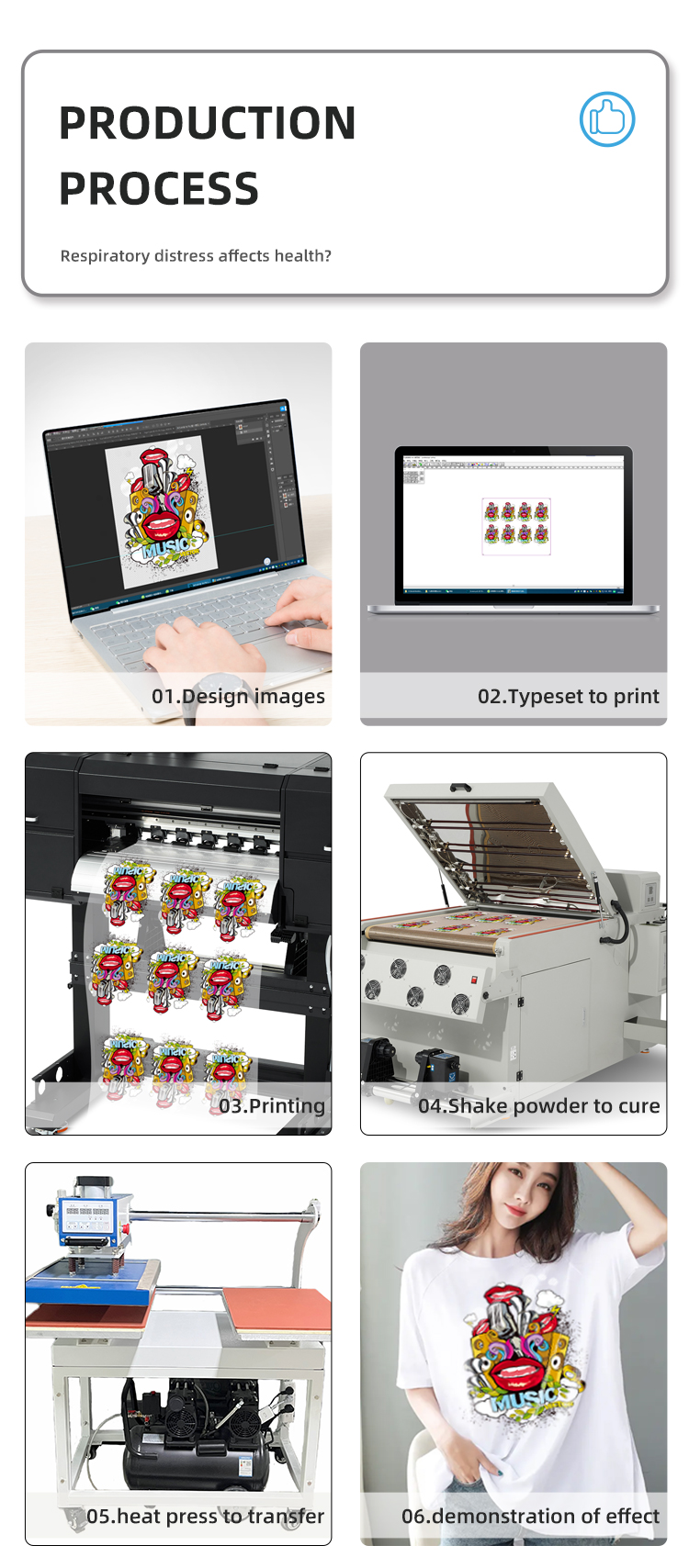 Multicolor 60cm DTF Printer with Automatic Powder Shaker and 24inch Convayer Belt