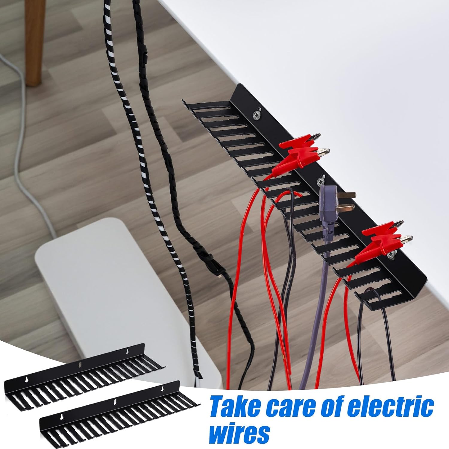 Space-Saving Wall Mountable Cable Hanger and Rack Organizer with 19 Cable Slots