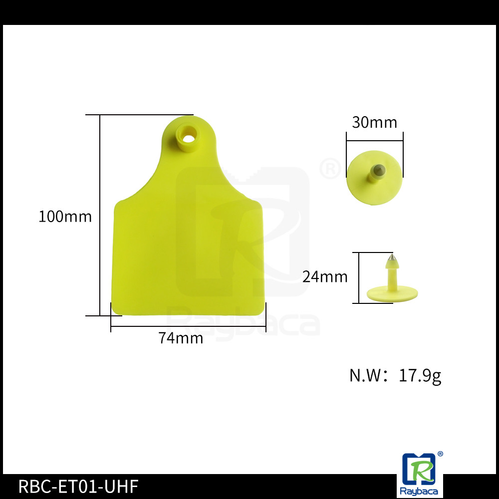 Large Rectanguar Custom Cattle Ear Tags , Custom Livestock Ear Tags ISO11784 / 5 FDX - B