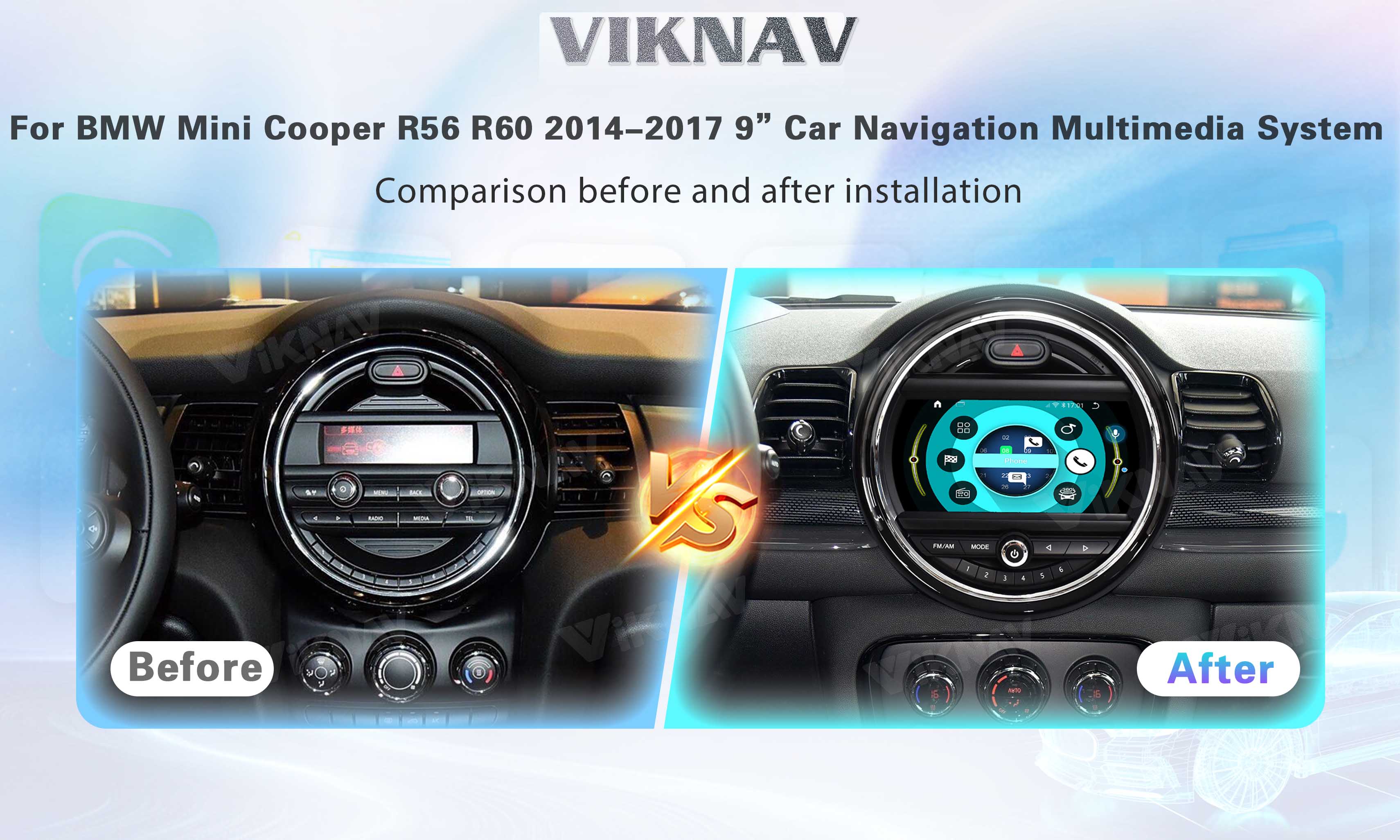 2014-2017 BMW Double Din Bluetooth Radio 9 inch head unit GPS Rear View Player