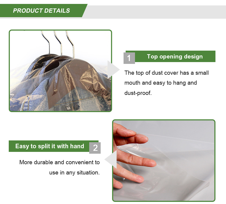 Dry Cleaning Plastic Bags for Protective Clothing Storage Dustproof and Waterproof