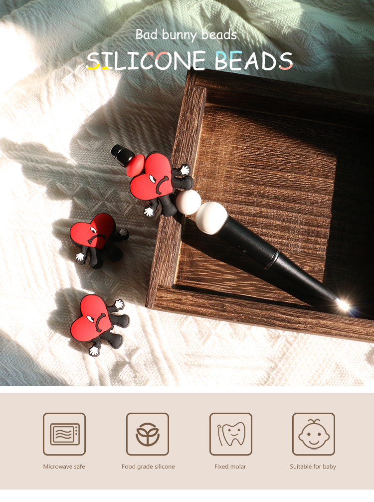 Bad Bunny Custom Silicone Focal Beads Food Grade Material For Pen Making