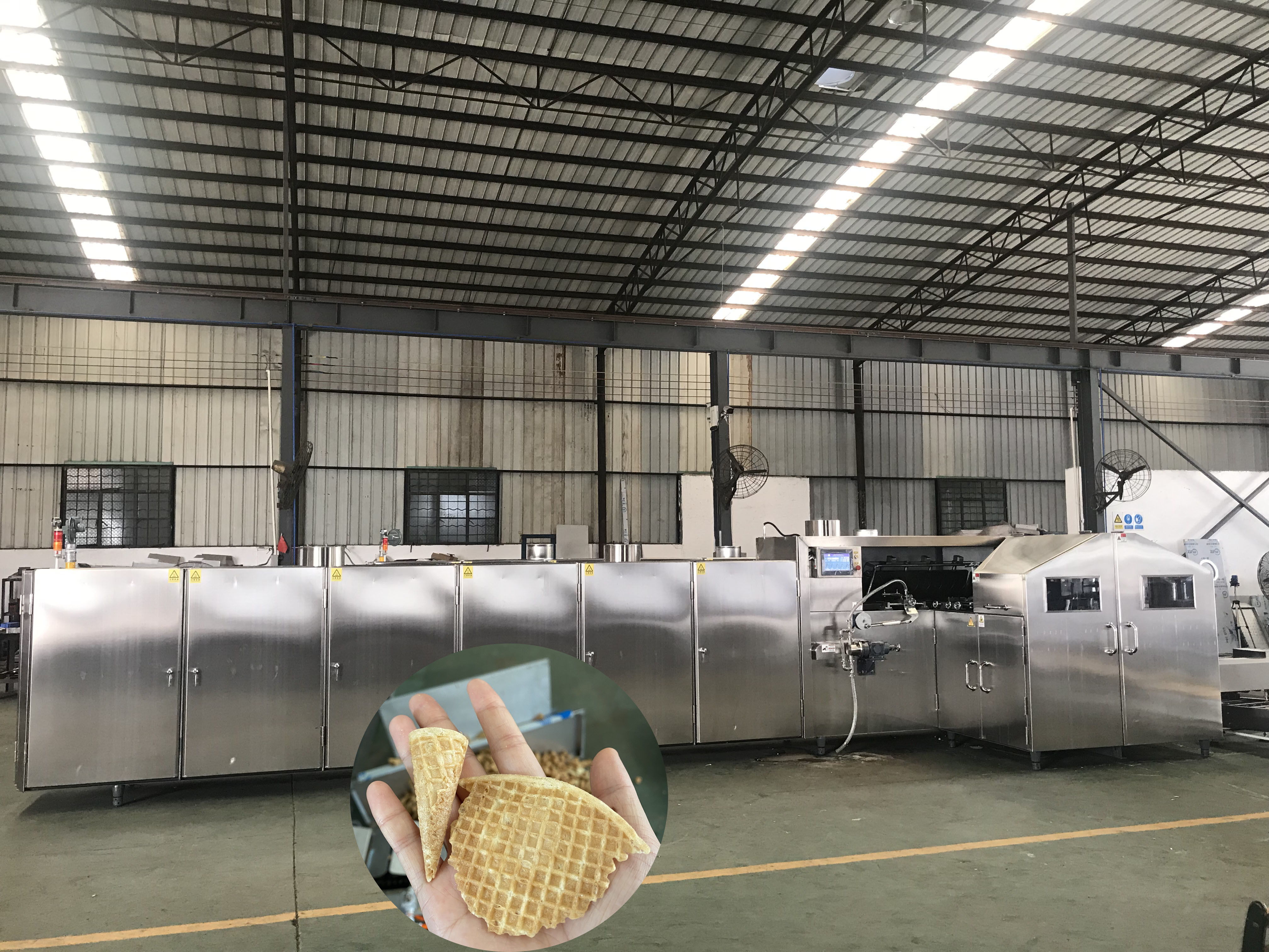 Full Automatic 7000pcs/H 75mm Mini Sugar Cone Baking Machine Multifunctional