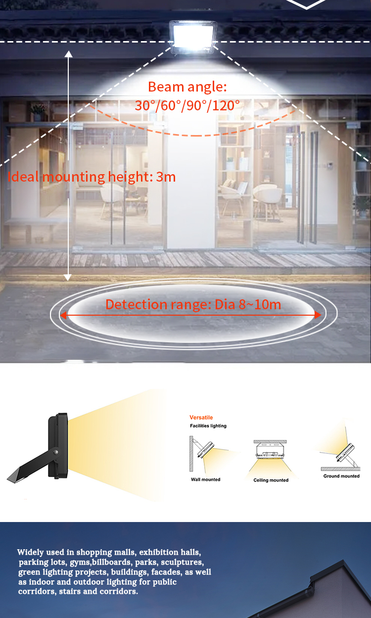 250W Modern Outdoor LED Floodlight IP65 Waterproof