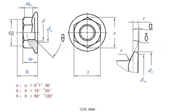 DIN6926 Non-Metallic Insert Prevailing Torque Type Hexagon Flange Nyolon Lock Nuts