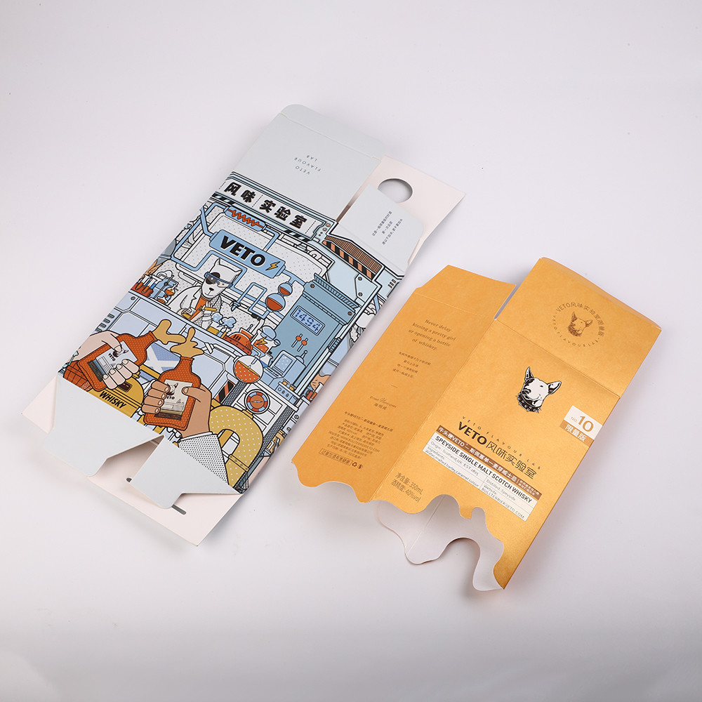 Matt Laminated Gin Wine Bottle Gift Box Artpaper With Sleeve And Bottle Neck Holder