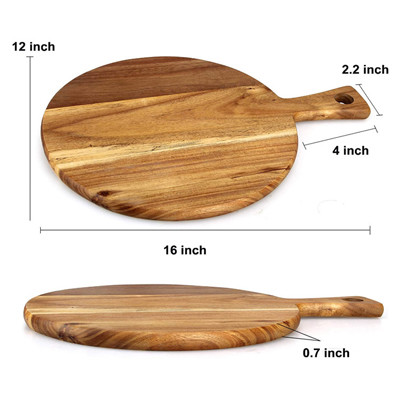 Round Serving Acacia Wood Cutting Board With Handle