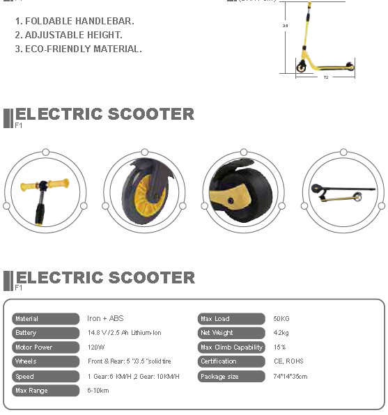 Iron ABS F1 Kids Electric Commercial Scooter Foldable