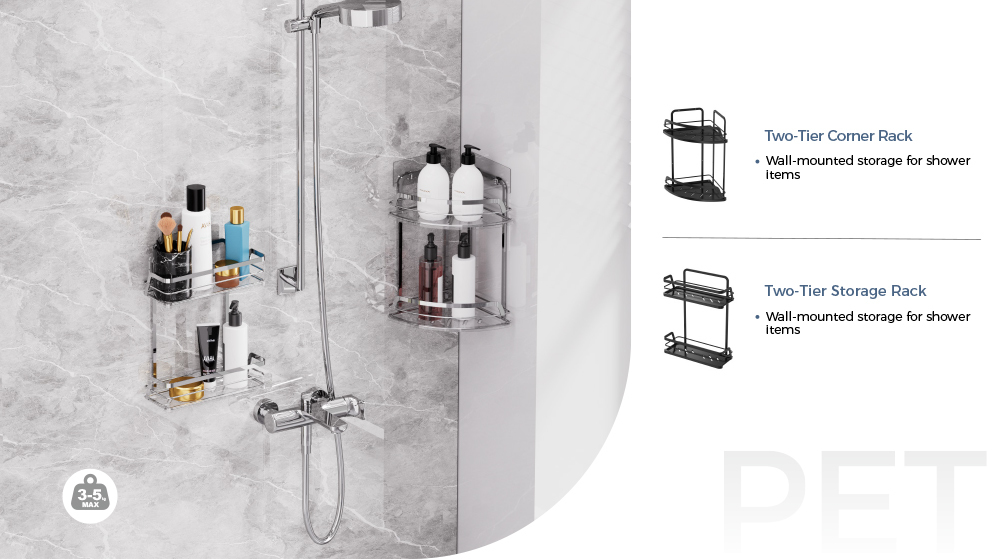 Stylish Bathroom Organizer Suction Cup Iron Wire Rack Stainless Steel No Drilling Wall Mounted Shower Caddy