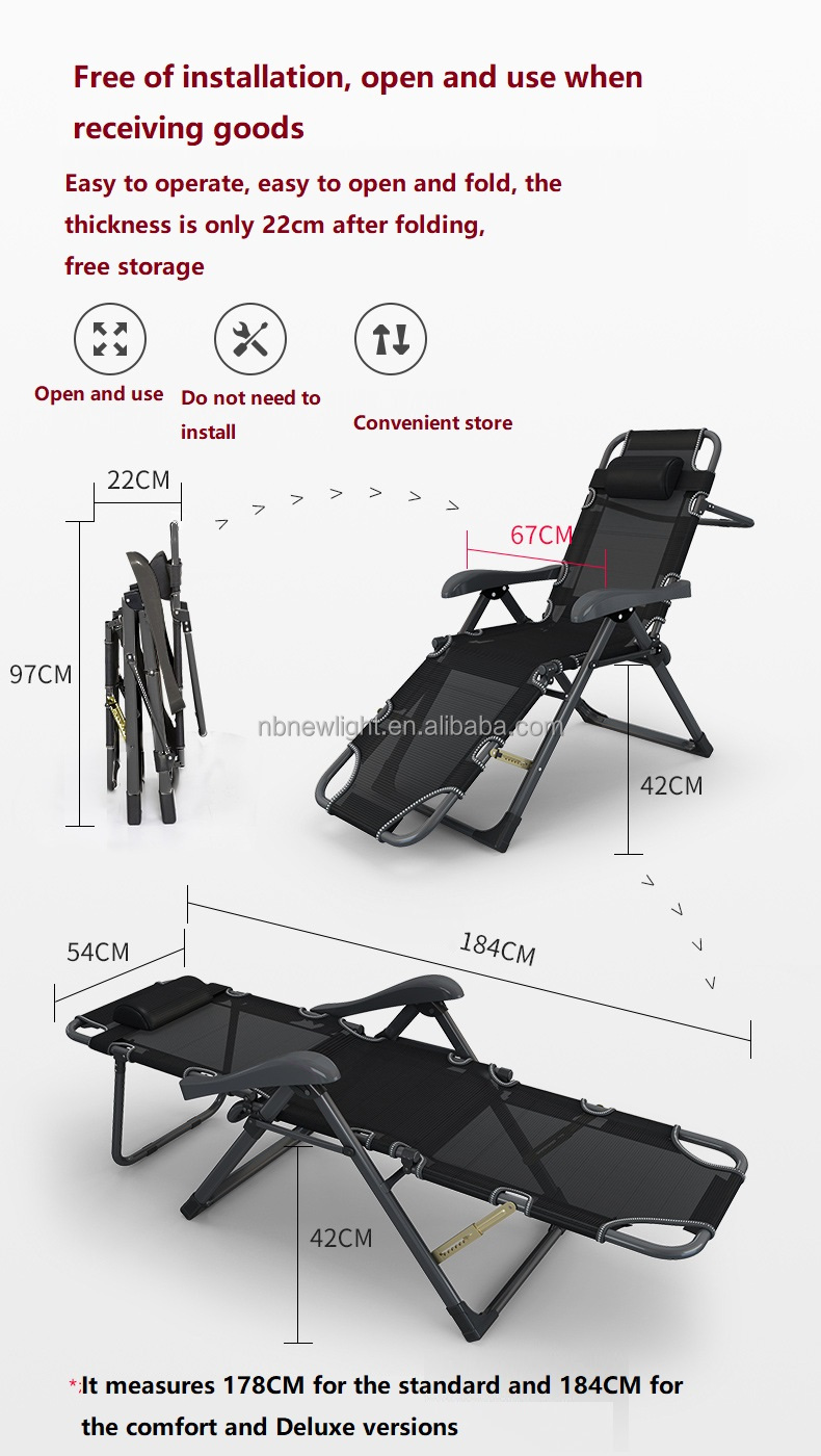 Metal Outdoor Furniture Zero Gravity Beach Lounge Chair for Sunbathing and Napping