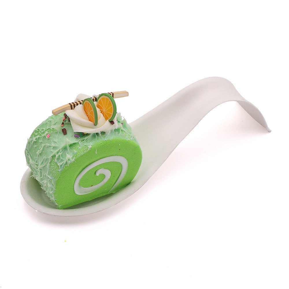 Disposable biodegradable little spoon shape sugarcane fruit tray bagasse paper sushi cake plate