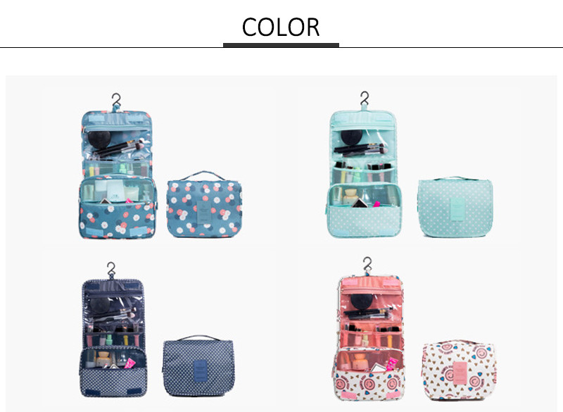 Custom Waterproof Folding Large Capacity Toiletry Hanging Makeup Bag