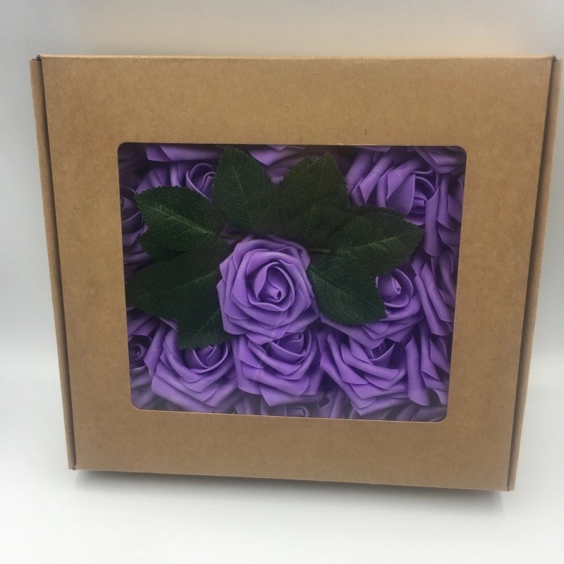 Artificial Flower Foam Rose With Leaf and Stem For Wedding gift Birthday gift Christmas Day Gift