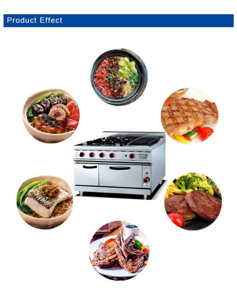 225kg Heavy Duty Gas Range Grill Oven 27Kw Fast Food Kitchen Equipment / Cooking