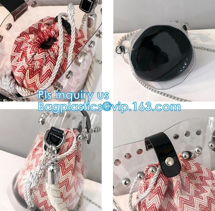 High quality unique PVC PU ladies bag handbag, 100% Clear Purse PVC Beach Clear Handbags, women's bag/handbag/traveling