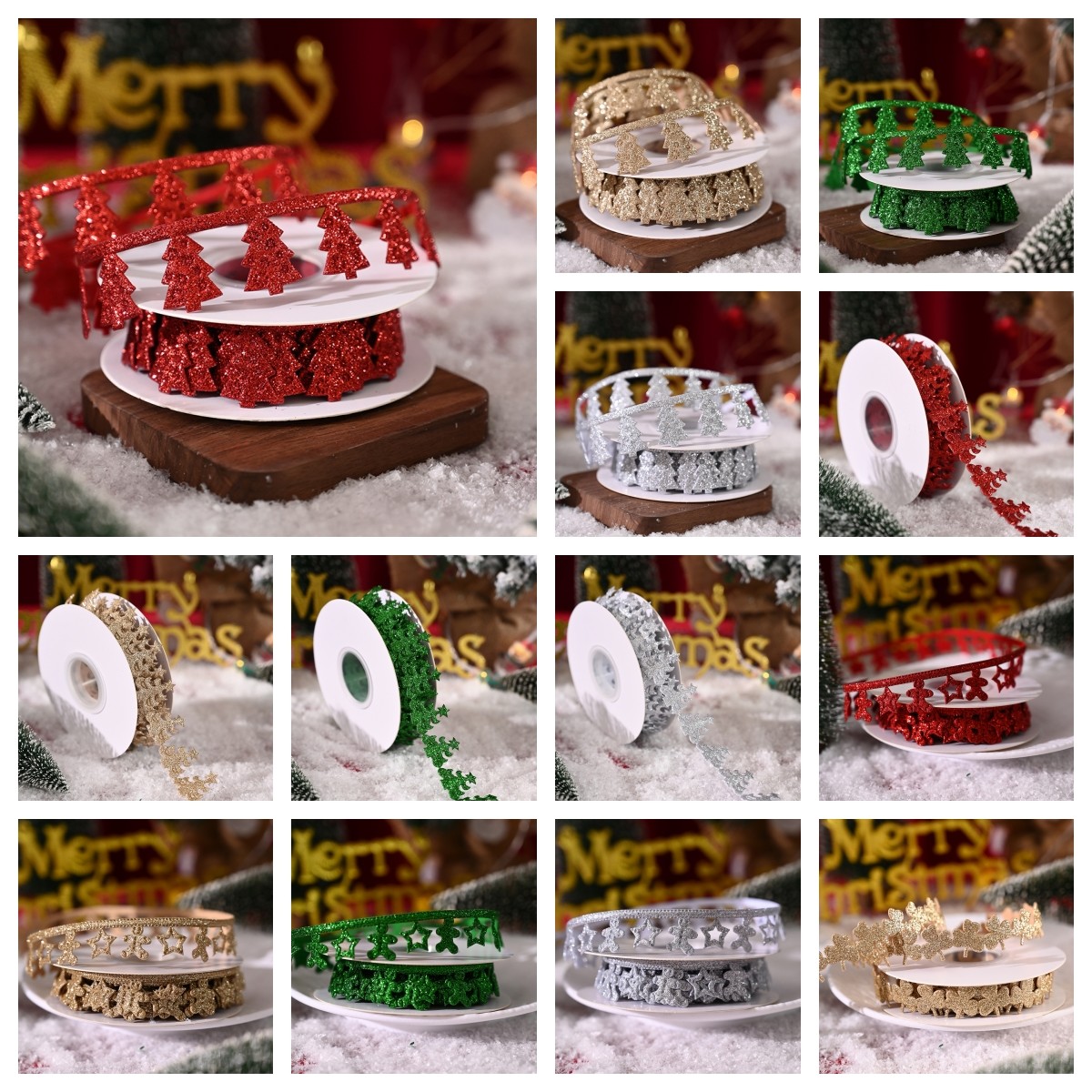 3cm*5y Ultrasonic Chritsmas Ribbon For Gift Packing And Garment Accessories