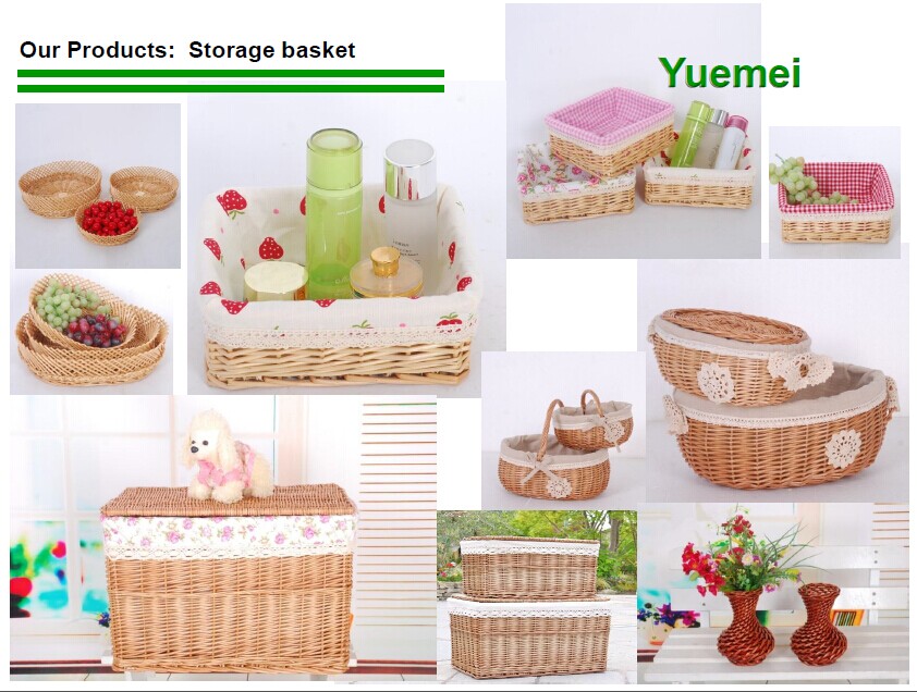 Wicker flower basket manufacturer factory with handle customised size