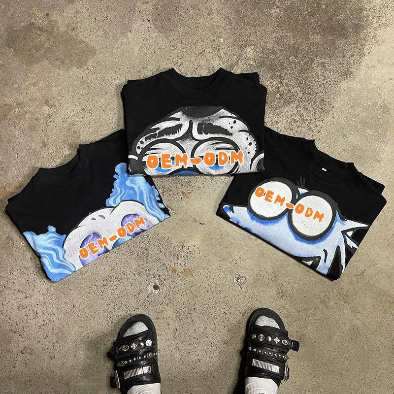 Custom 100-400 gsm 100% Cotton Drop Shoulder Vintage Cropped Boxy Fit T-shirt Men