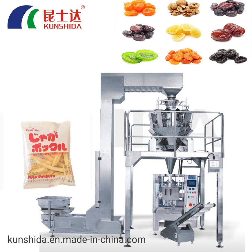  2021 Hot Sell Automatic Rice Banana Chips Snack 200g-1500g Solid Granule Weighing Filling Forming Sealing Bag Making Machines Manufactures