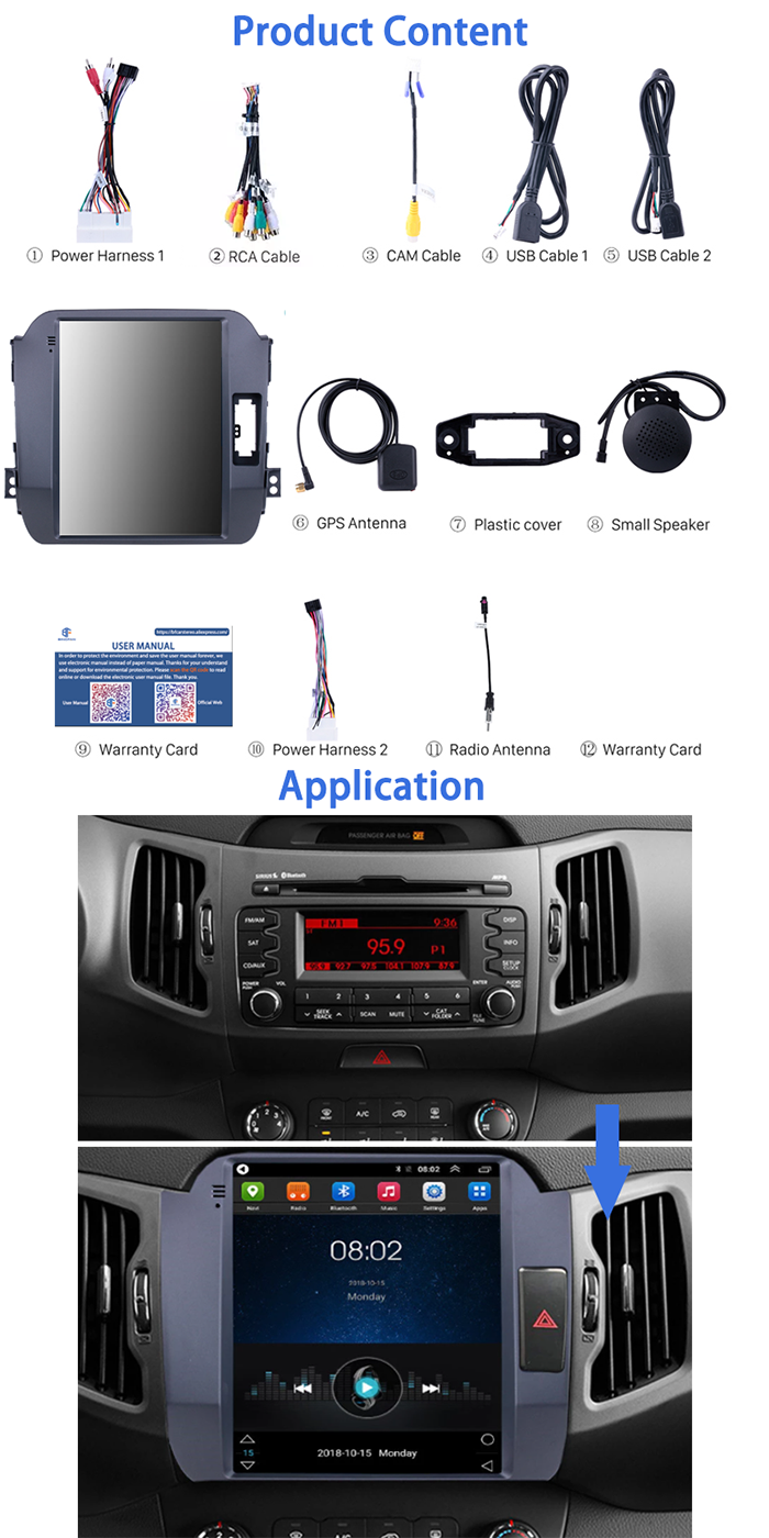 Android 7.1 Kia Car Stereo Quad Core For 2011-2017 KIA Sportage Support