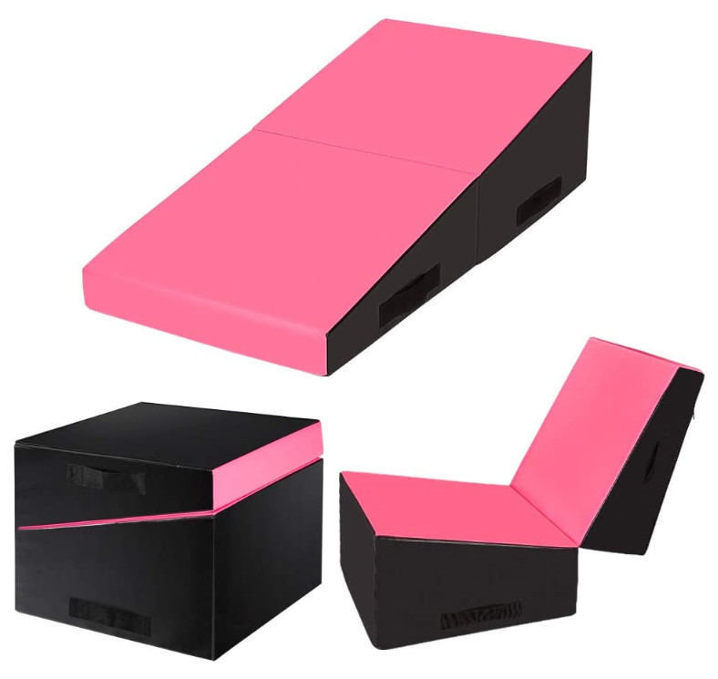 Durable PU leather Stable Aerobics Exercise folding Incline Gymnastics Mat for sale