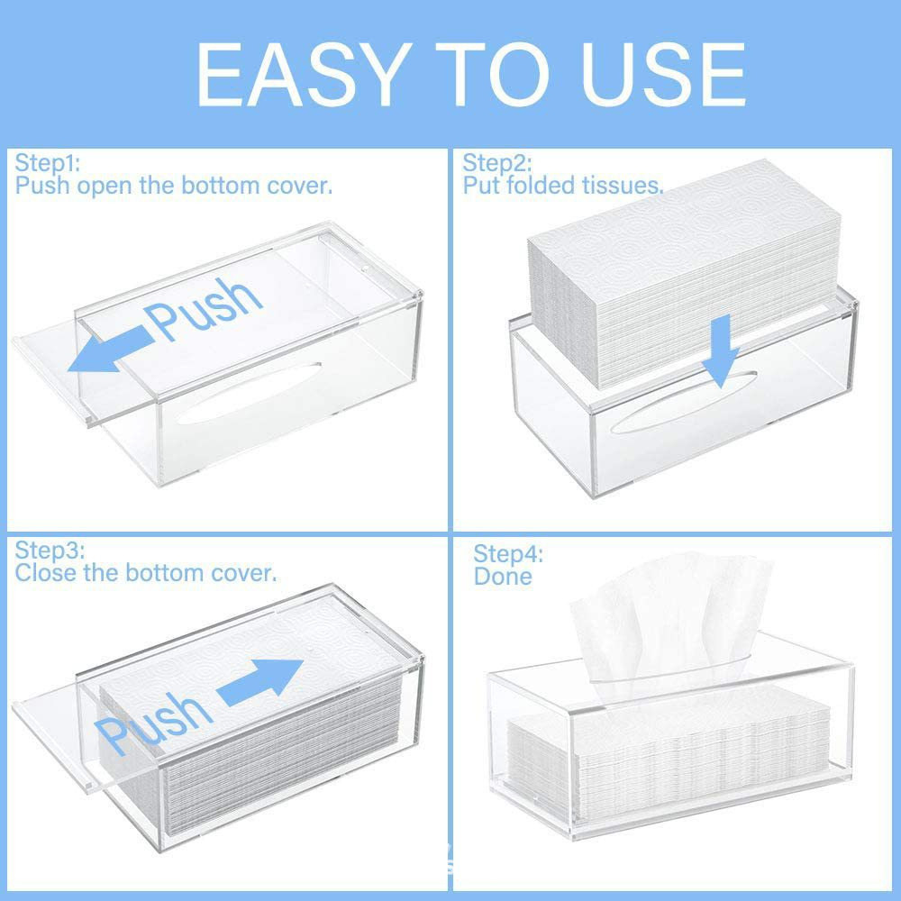 Wholesale Desktop Transparent Creative Acrylic Tissue Box For Restaurants And Hotels