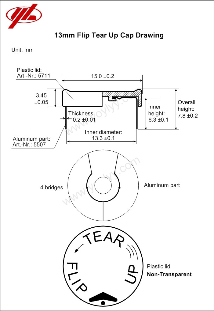 13mm Multi Color Aluminum Plastic Caps , GMP Standard Tear Off Seal