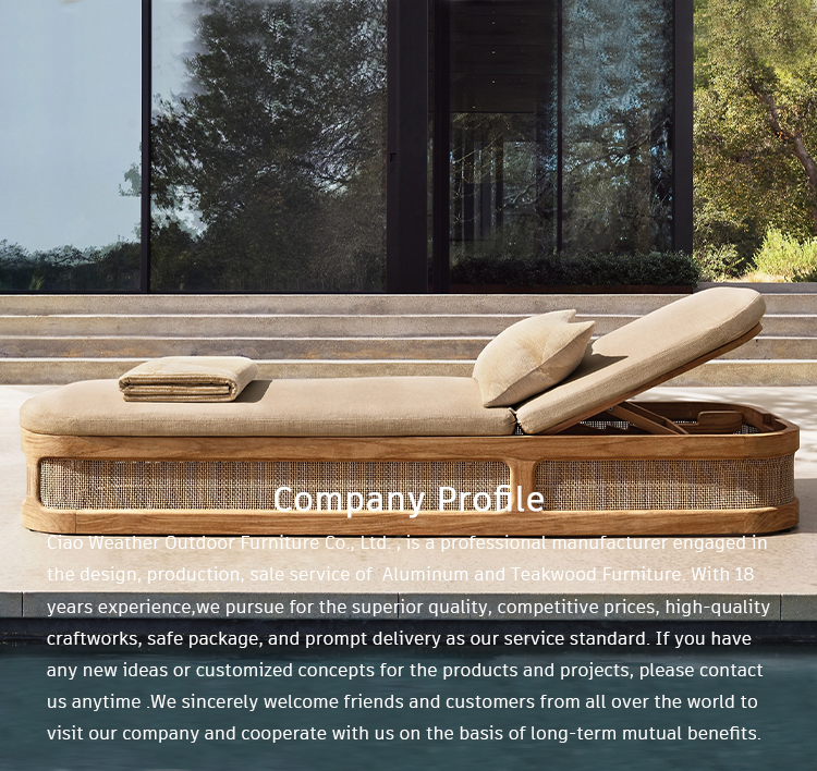 Garden Patio Sun Lounger for Villa Courtyard Outdoor High End Furniture Hotel Swimming Pool Teak Sunlight Bath Bed Set