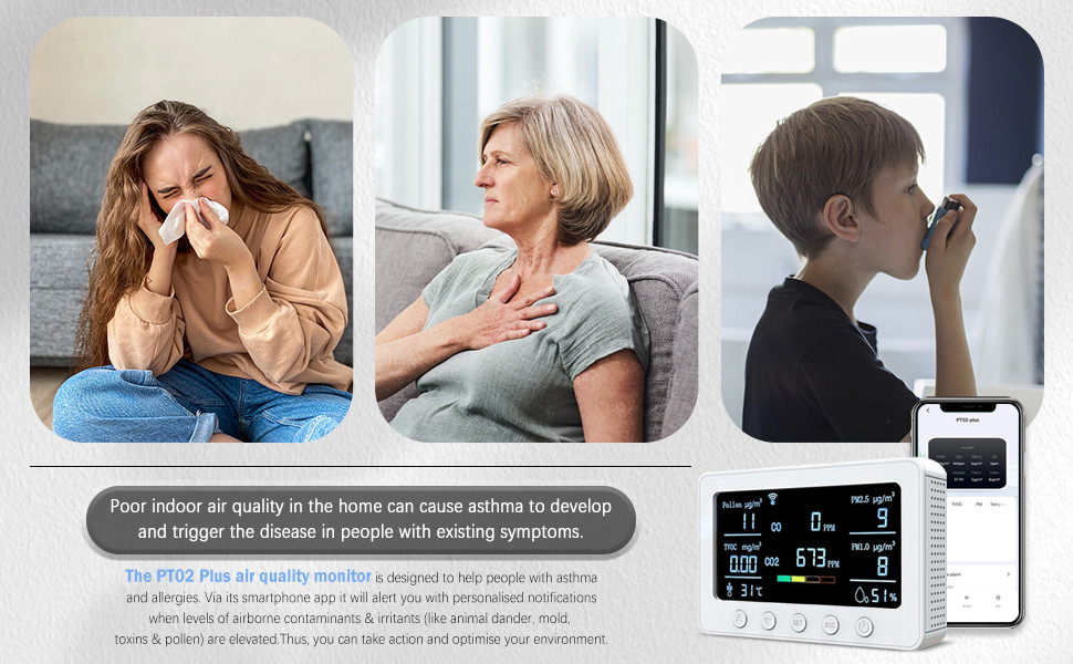 Mobile Sync Smart Air Quality Monitor Carbon Dioxide Pollen IAQ Monitoring Devices