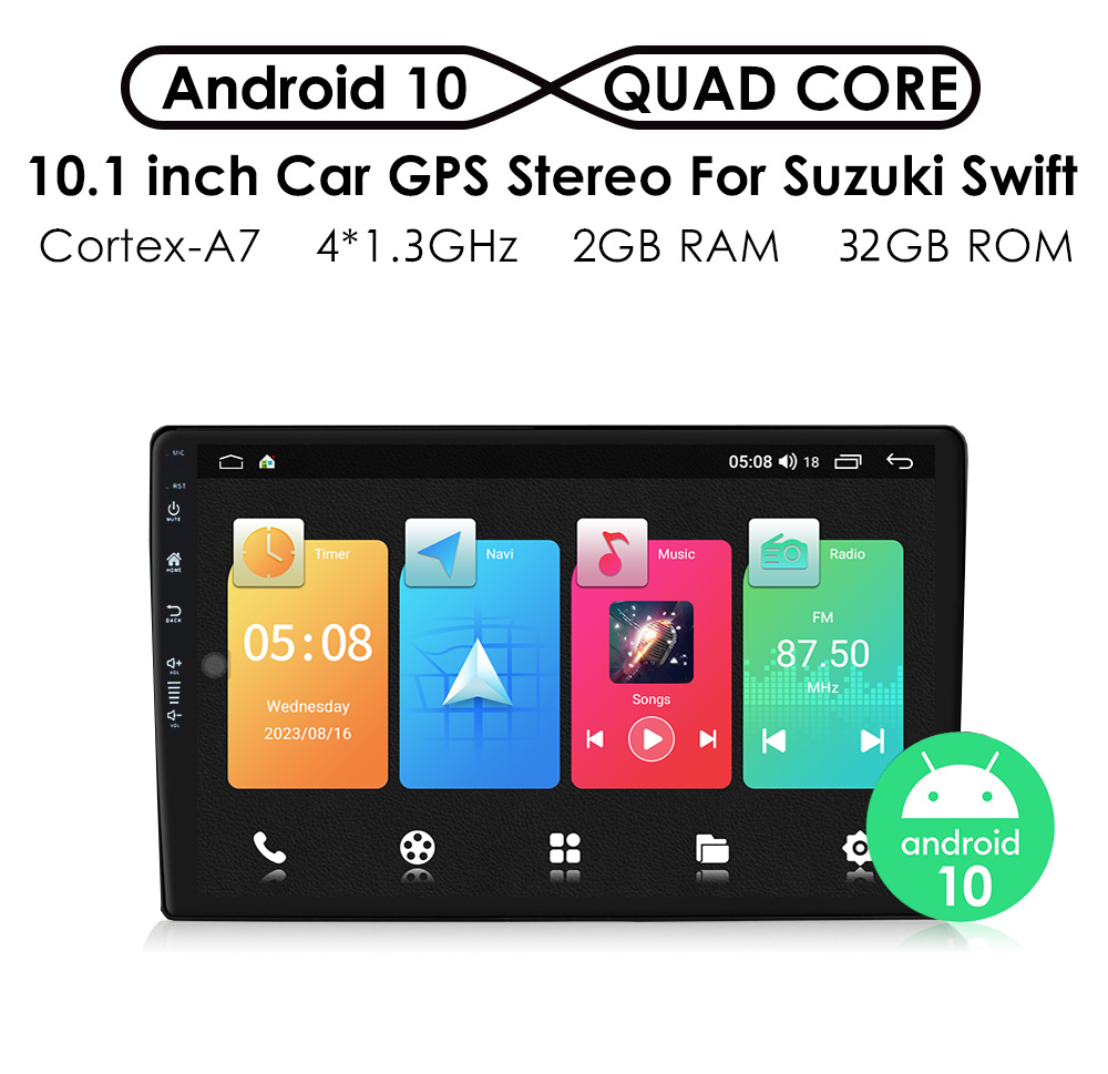 Carditai Android 10 QLED Car Audio 2 32G Head Unit with Built-in GPS and 9/10inch Screen