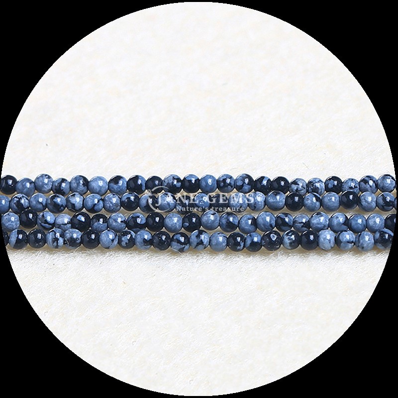 Natural Round Gemstone Beads Elegant Green Agate Rhodonite and Snowflake Obsidian for DIY Jewelry Making