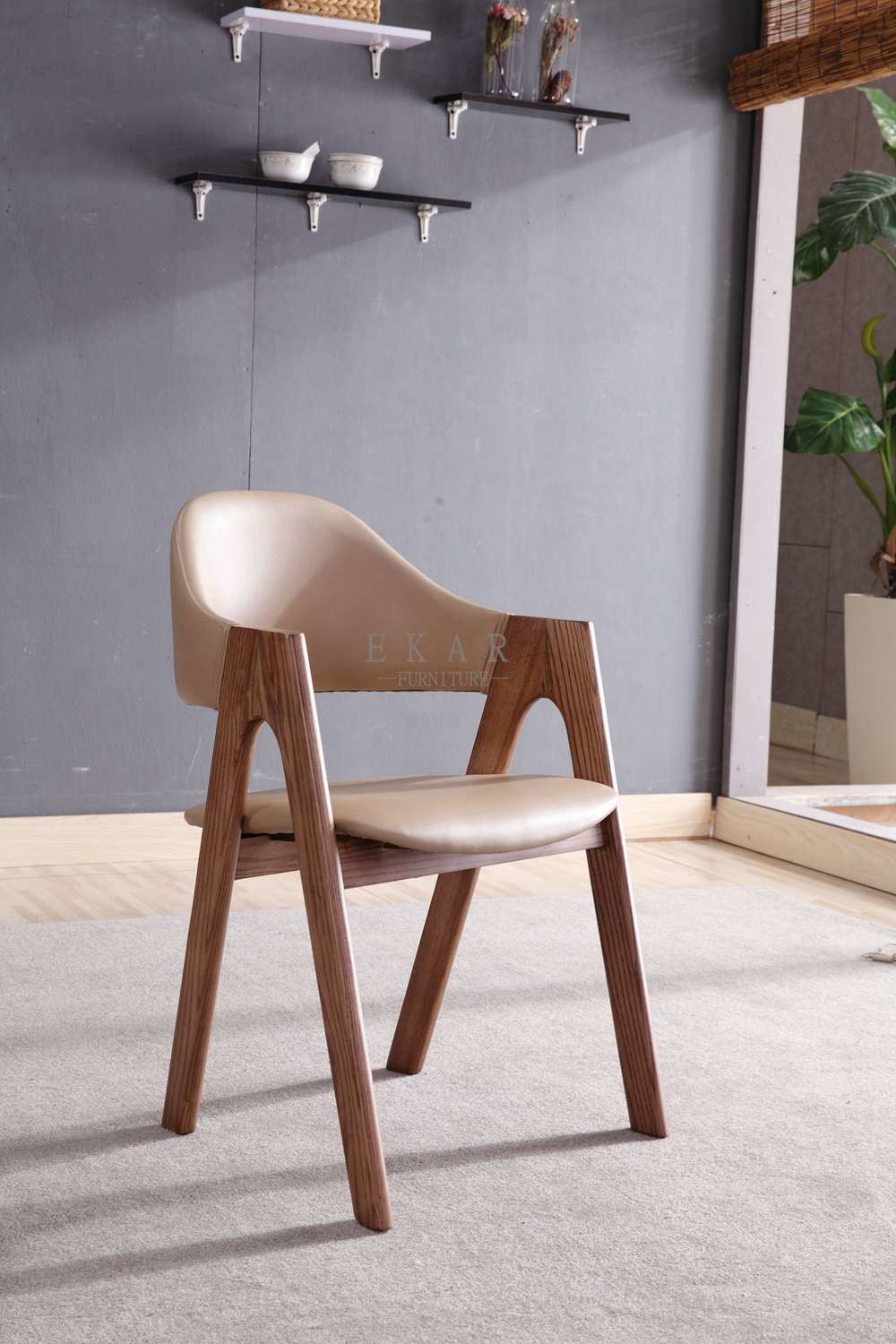 Furniture Modern Designs Chair Solid Wood With Leather Seat Dining Table Chair Set