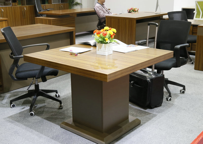 Thick Table Top Melamine Coffee Table Golden Teak Color Surface 1000mm Length