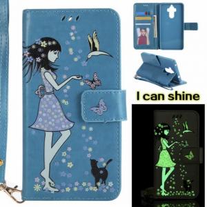  Huawei Mate 9 Luminous 3D Girl pattern leather Case with Cash Slots Stand Wristlet Strap Manufactures