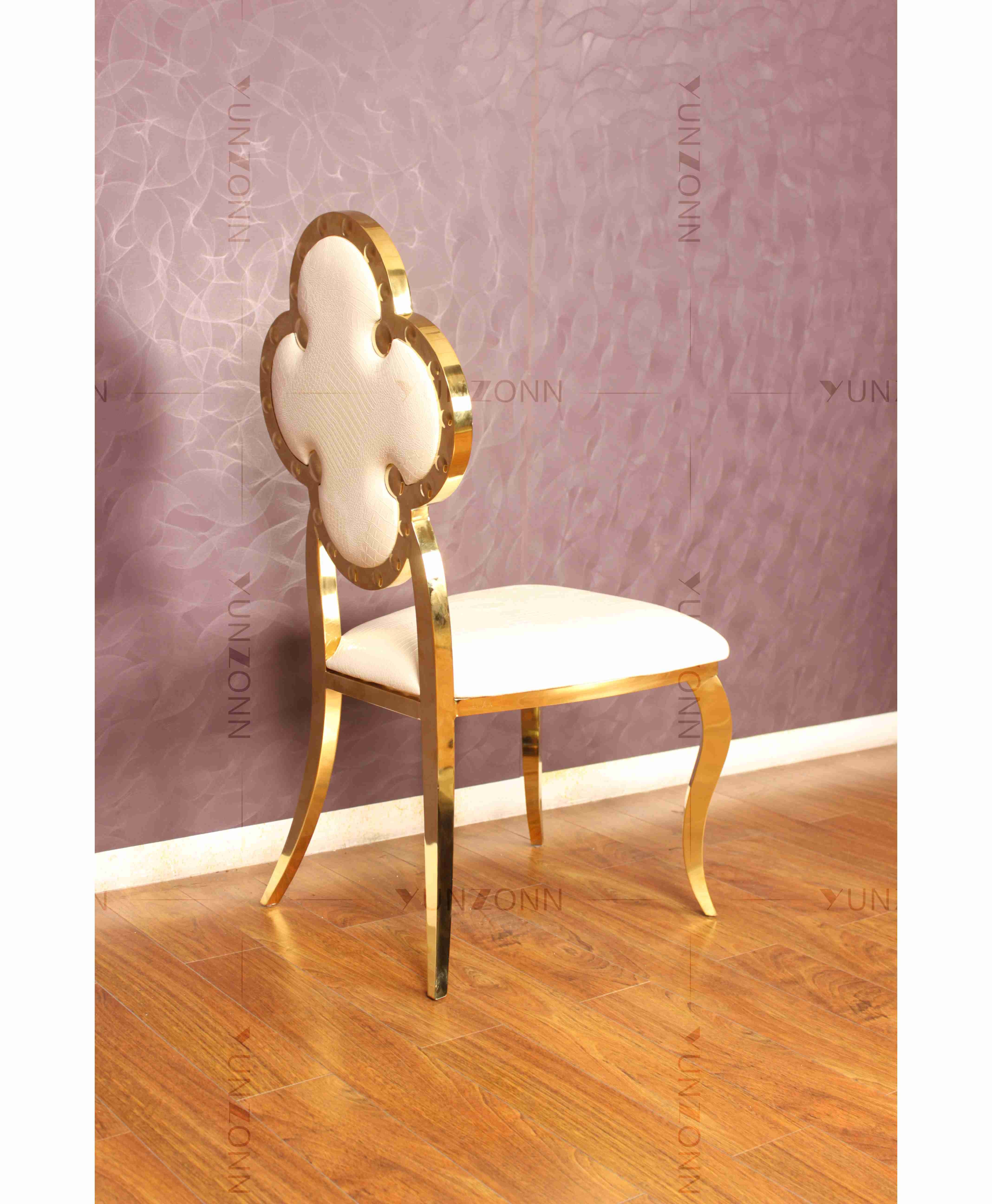 Popular Middle East Stainless Steel Wedding Events Leather Back Dining Chair