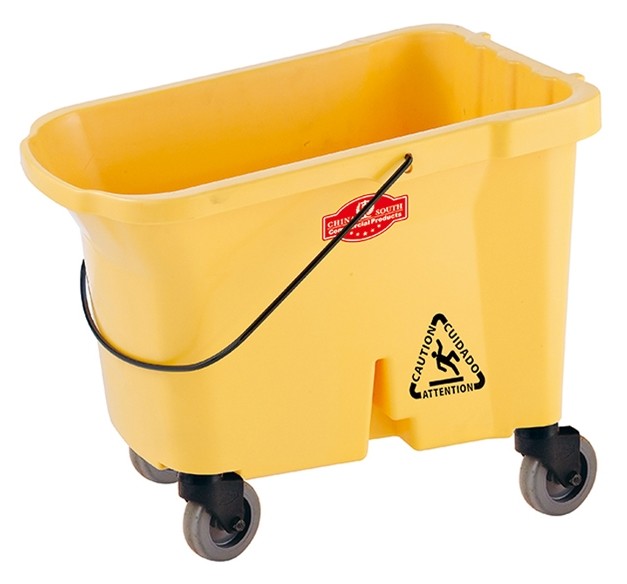 Multifunctional Yellow Plastic Hotel Cleaning Equipment With Mop Bucket / Press Wringer