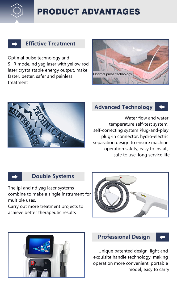 2022 Portable 2 in One IPL Nd Yag OPT Freckle Whitening Laser Tattoo Hair Removal Equipment