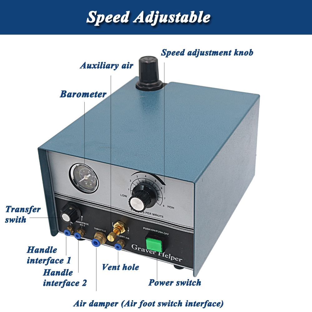 60W Pneumatic Engraver Machine 4000RPM Double Ended Impact Graver