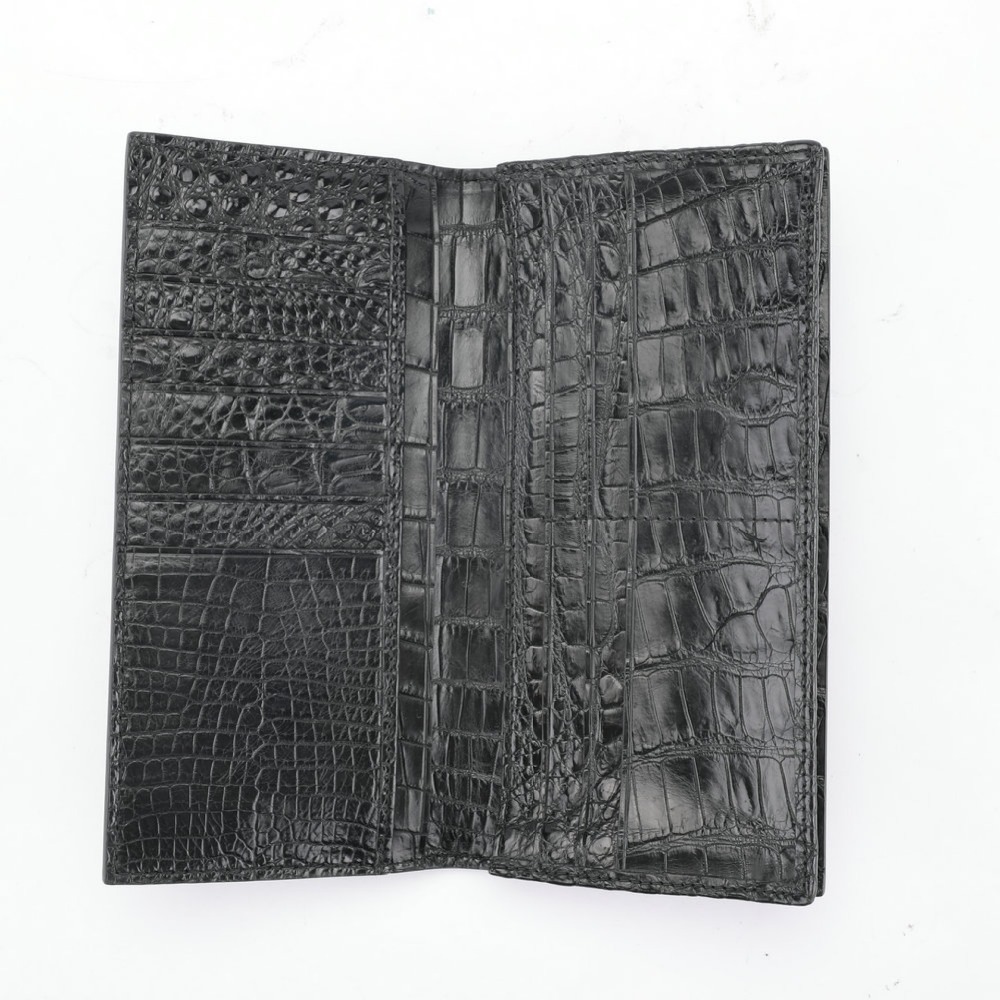 Genuine Crocodile Belly Skin Businessmen Suits Clutch Wallet Authentic Alligator Leather Lining Male Long Card Purse