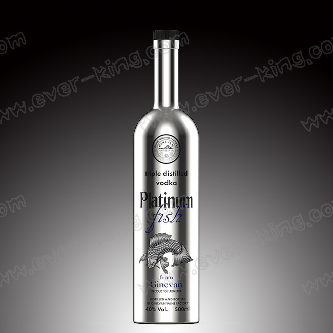 Round Vodka Electroplated Glass Crystal Bottle 500ml With Stopper