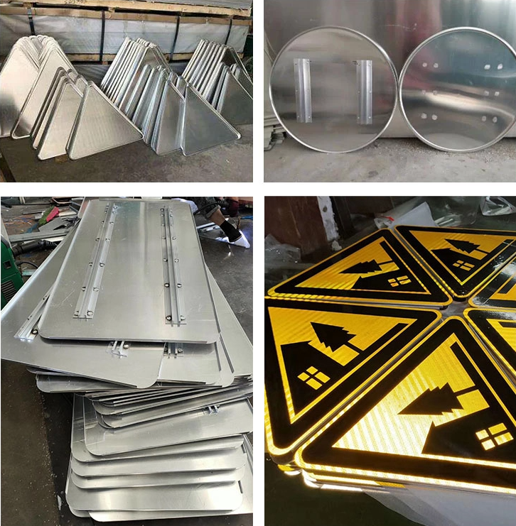 Yellow Display Customized Aluminum Reflective Vinyl Spring Up Road Safety Traffic Sign