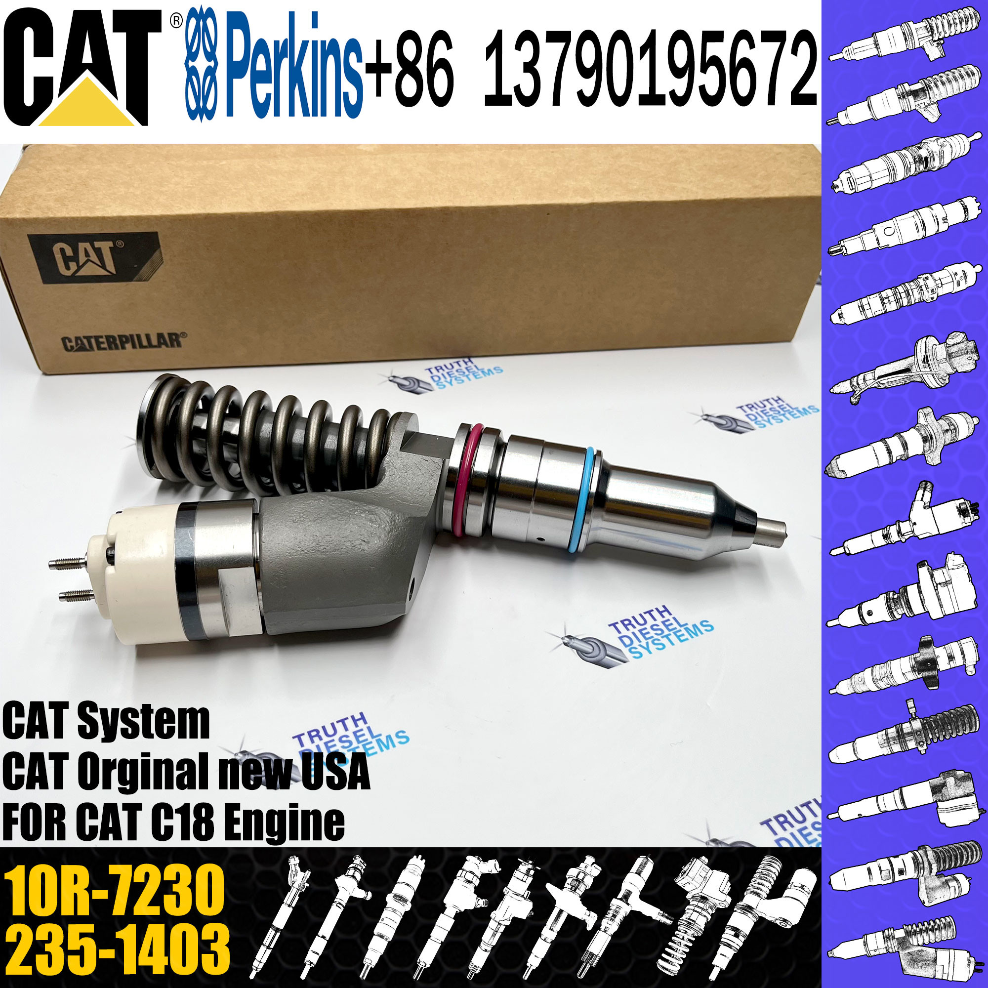 Diesel Engine Parts fuel injector 291-5911 10R-7230 1OR-2772 10R-0955 1OR-7231 365-8156 For C-A-T Caterpillar Excavator