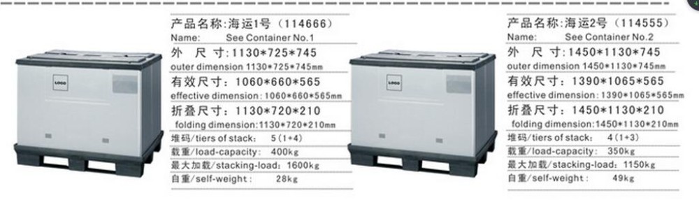 auto pack plastic hopper transport storage pallet box packaging automotive gaylord box with hinged lids