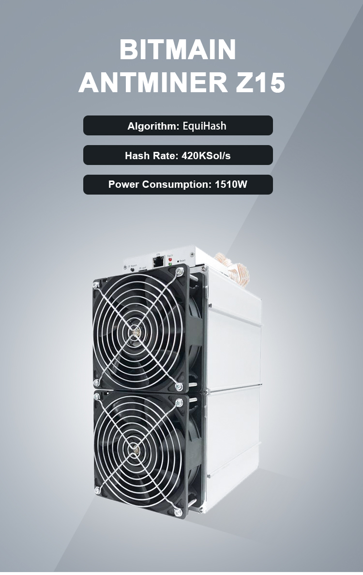 1510W Antminer ASIC Miners Equihash Algorithm Bitmain Antminer Z15 420ksol For ZEN ZEC